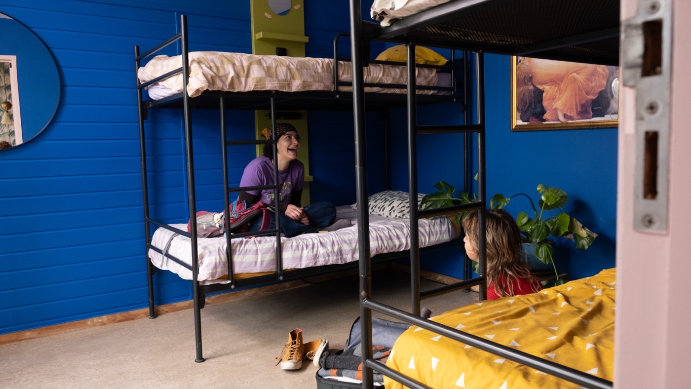 Students hanging out together in their dorm